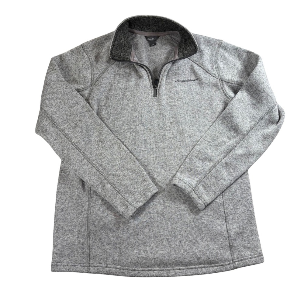 Eddie Bauer Men's Gray‎ Heathered Fleece Quarter Zip Pullover Sweater Size M